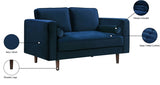 Emily Blue Velvet Loveseat from Meridian - Luna Furniture