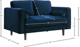 Emily Blue Velvet Loveseat from Meridian - Luna Furniture