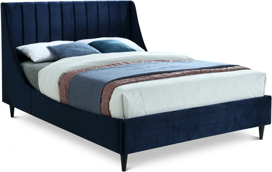 Eva Blue Velvet Full Bed from Meridian - Luna Furniture