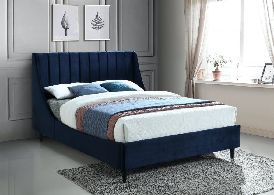 Eva Blue Velvet Full Bed from Meridian - Luna Furniture