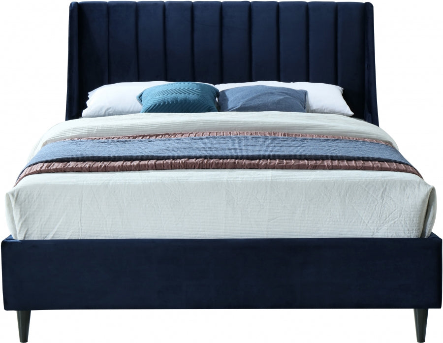 Eva Blue Velvet King Bed from Meridian - Luna Furniture