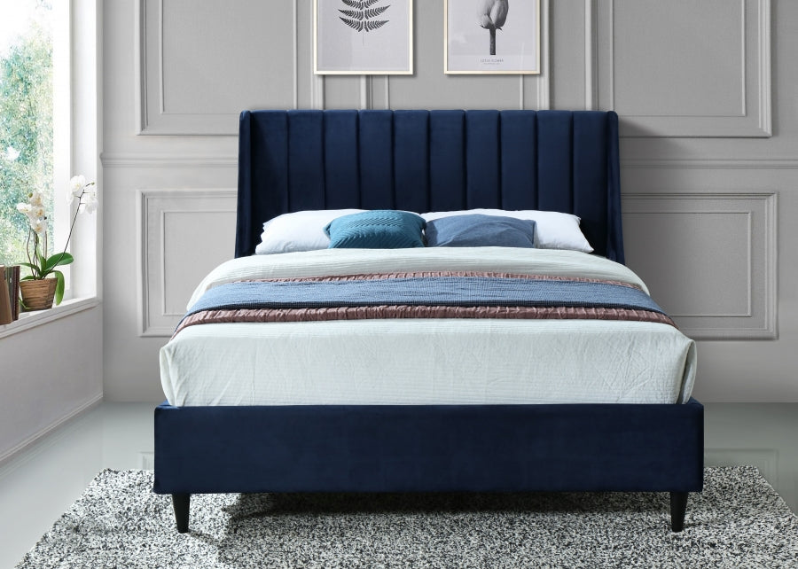 Eva Blue Velvet King Bed from Meridian - Luna Furniture