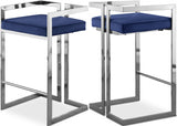 Ezra Blue Velvet Counter Stool, Set of 2 from Meridian - Luna Furniture