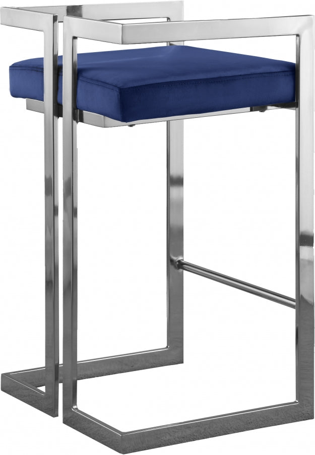 Ezra Blue Velvet Counter Stool, Set of 2 from Meridian - Luna Furniture