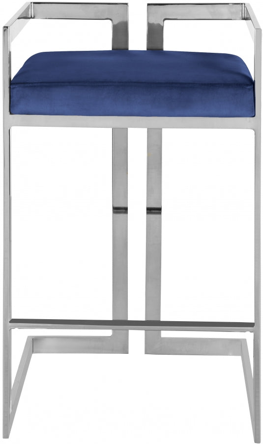 Ezra Blue Velvet Counter Stool, Set of 2 from Meridian - Luna Furniture