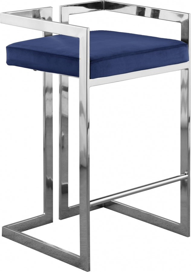 Ezra Blue Velvet Counter Stool, Set of 2 from Meridian - Luna Furniture