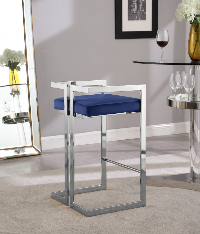 Ezra Blue Velvet Counter Stool, Set of 2 from Meridian - Luna Furniture