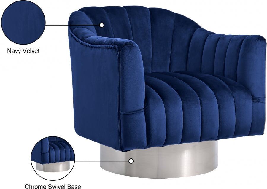 Farrah Blue Velvet Chair from Meridian - Luna Furniture