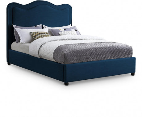 Felix Blue Linen Textured Fabric Full Bed from Meridian - Luna Furniture