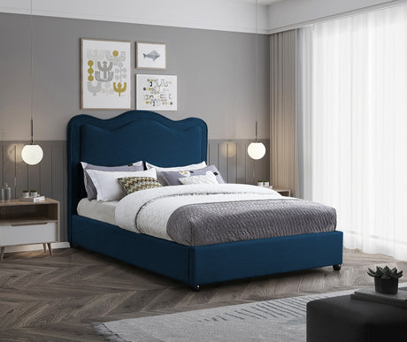 Felix Blue Linen Textured Fabric Full Bed from Meridian - Luna Furniture