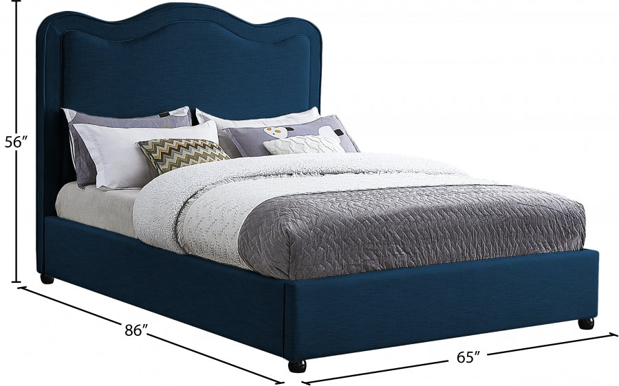 Felix Blue Linen Textured Fabric King Bed from Meridian - Luna Furniture