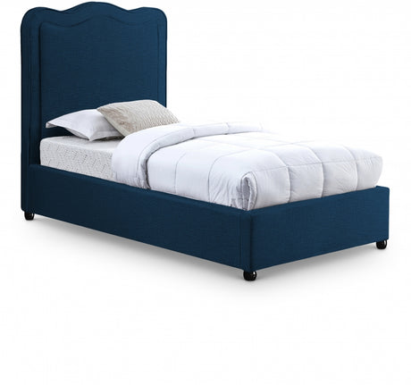 Felix Blue Linen Textured Fabric Twin Bed from Meridian - Luna Furniture