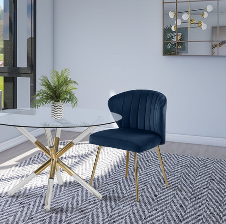 Finley Blue Velvet Chair from Meridian - Luna Furniture