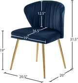 Finley Blue Velvet Chair from Meridian - Luna Furniture