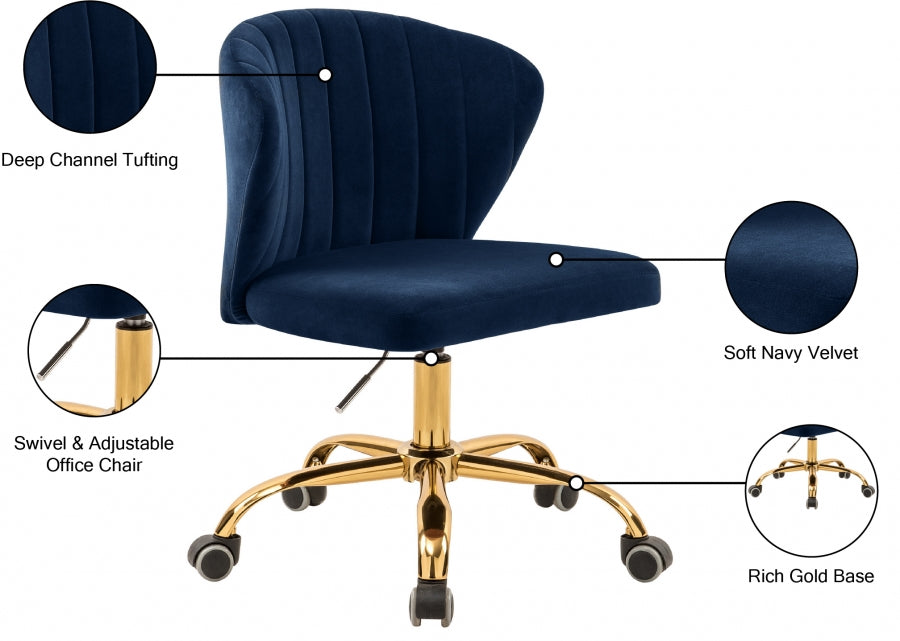 Finley Blue Velvet Office Chair from Meridian - Luna Furniture