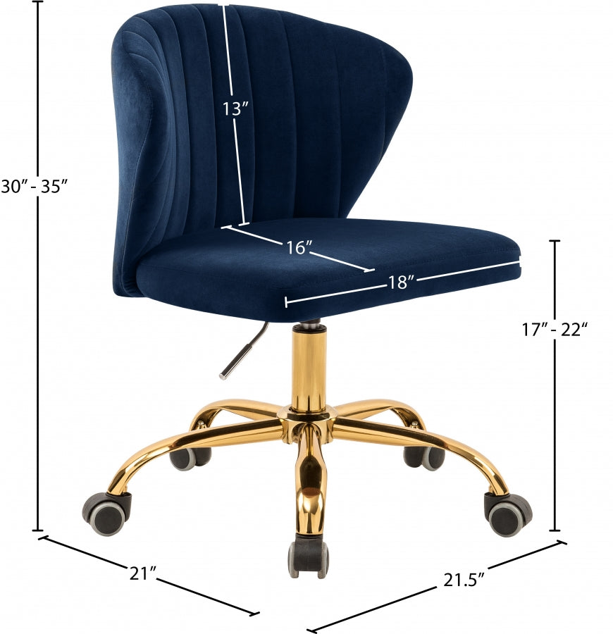 Finley Blue Velvet Office Chair from Meridian - Luna Furniture