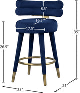 Fitzroy Blue Velvet Counter Stool, Set of 2 from Meridian - Luna Furniture