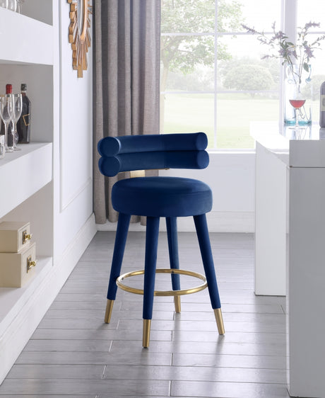 Fitzroy Blue Velvet Counter Stool, Set of 2 from Meridian - Luna Furniture