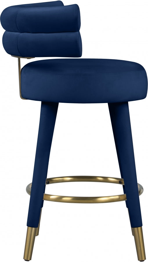 Fitzroy Blue Velvet Counter Stool, Set of 2 from Meridian - Luna Furniture