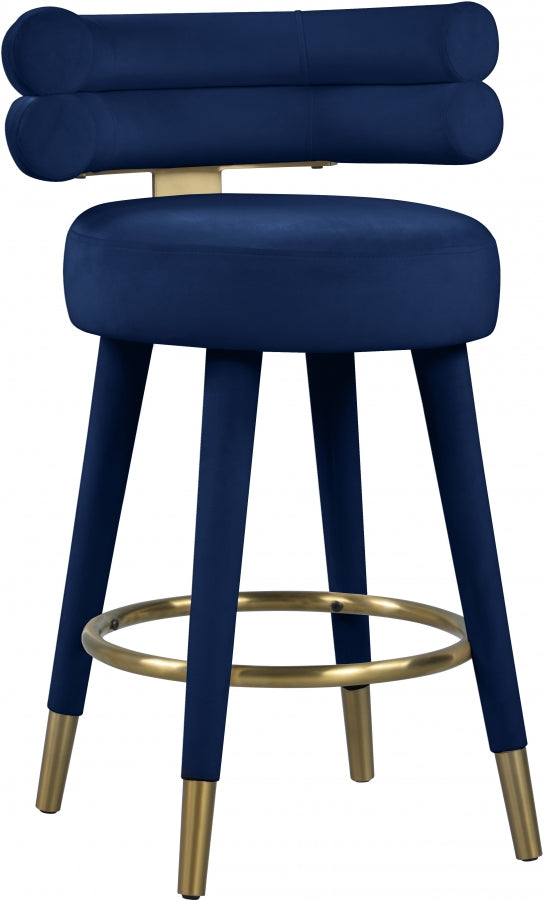 Fitzroy Blue Velvet Counter Stool, Set of 2 from Meridian - Luna Furniture