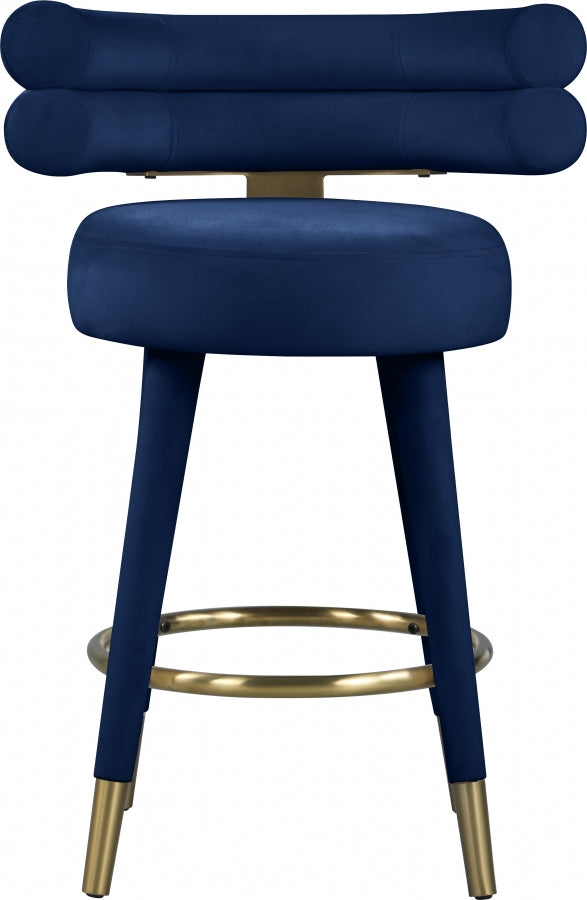 Fitzroy Blue Velvet Counter Stool, Set of 2 from Meridian - Luna Furniture