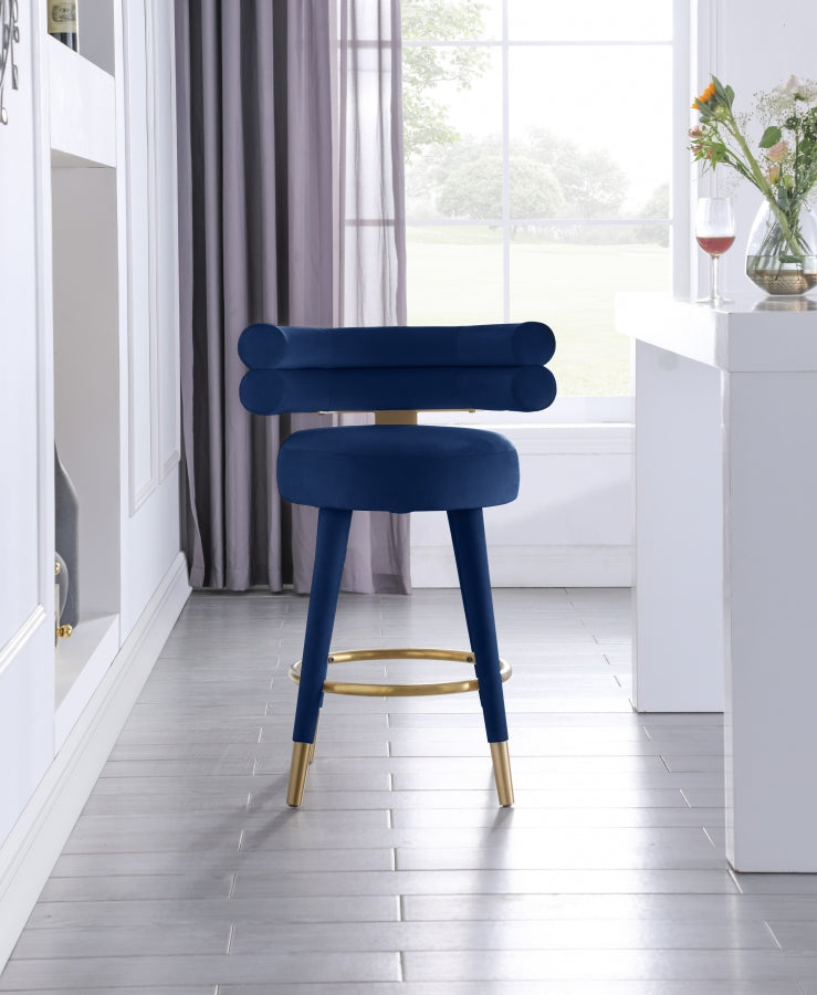 Fitzroy Blue Velvet Counter Stool, Set of 2 from Meridian - Luna Furniture