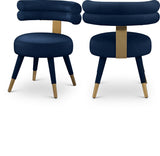 Fitzroy Blue Velvet Dining Chair, Set of 2 from Meridian - Luna Furniture