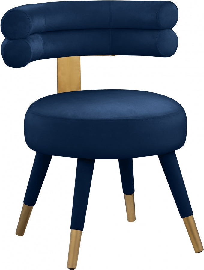 Fitzroy Blue Velvet Dining Chair, Set of 2 from Meridian - Luna Furniture