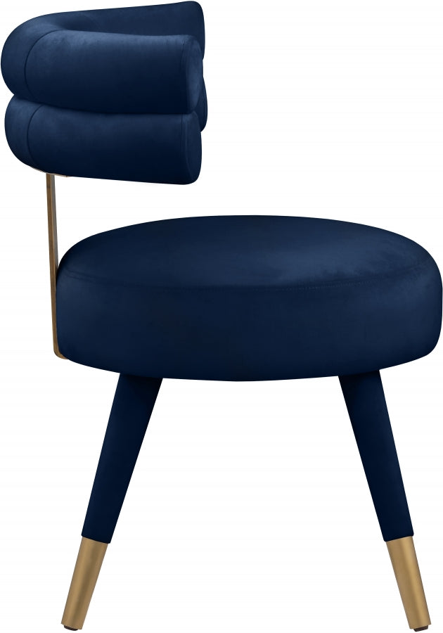 Fitzroy Blue Velvet Dining Chair, Set of 2 from Meridian - Luna Furniture