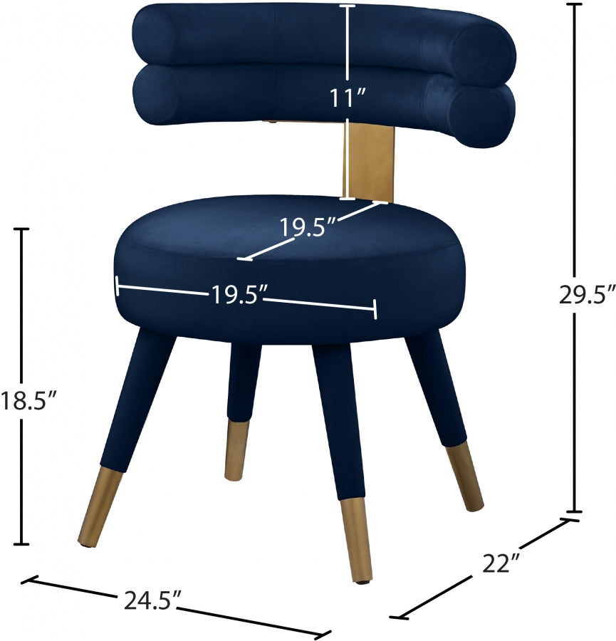 Fitzroy Blue Velvet Dining Chair, Set of 2 from Meridian - Luna Furniture