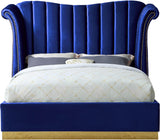 Flora Blue Velvet King Bed from Meridian - Luna Furniture