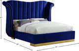 Flora Blue Velvet Queen Bed from Meridian - Luna Furniture