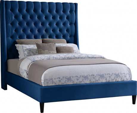 Fritz Blue Velvet Full Bed from Meridian - Luna Furniture