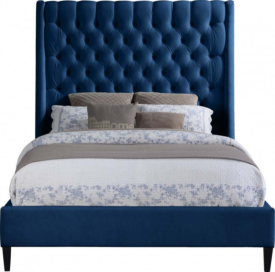 Fritz Blue Velvet Full Bed from Meridian - Luna Furniture