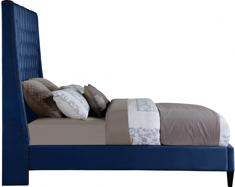 Fritz Blue Velvet Full Bed from Meridian - Luna Furniture