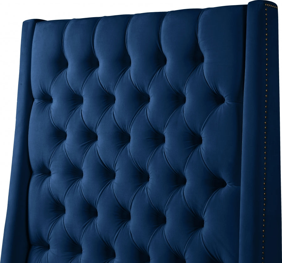 Fritz Blue Velvet Full Bed from Meridian - Luna Furniture