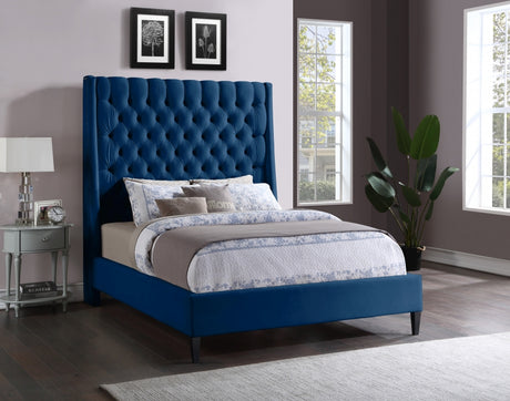 Fritz Blue Velvet King Bed from Meridian - Luna Furniture