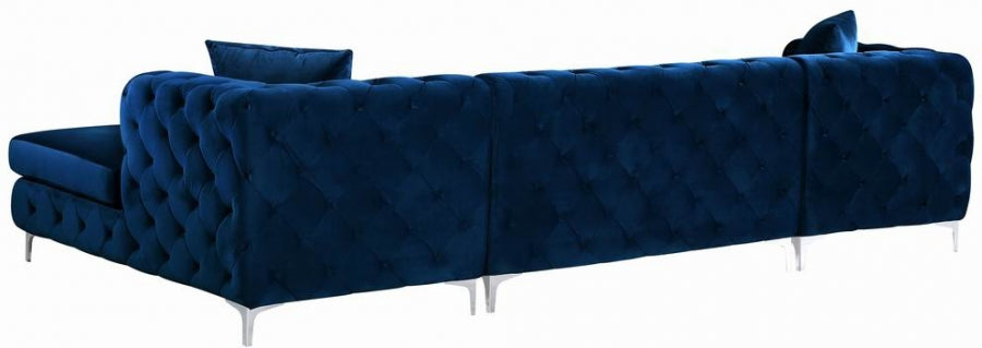 Gail Blue Velvet 3-Piece Sectional from Meridian - Luna Furniture