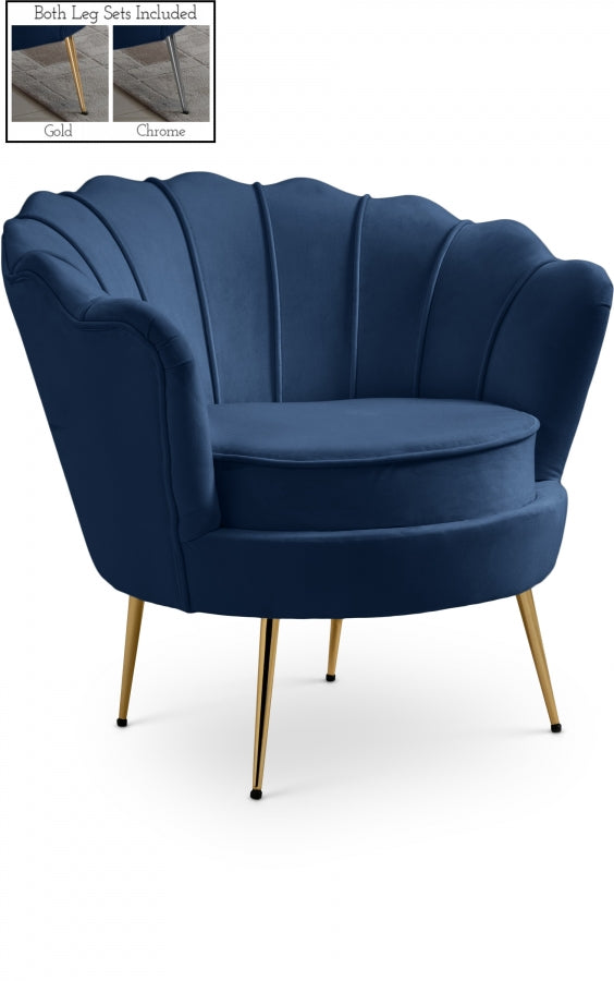 Gardenia Blue Velvet Chair from Meridian - Luna Furniture