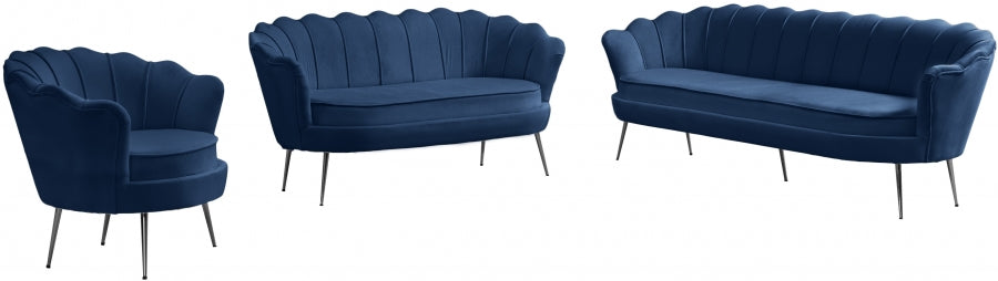 Gardenia Blue Velvet Chair from Meridian - Luna Furniture