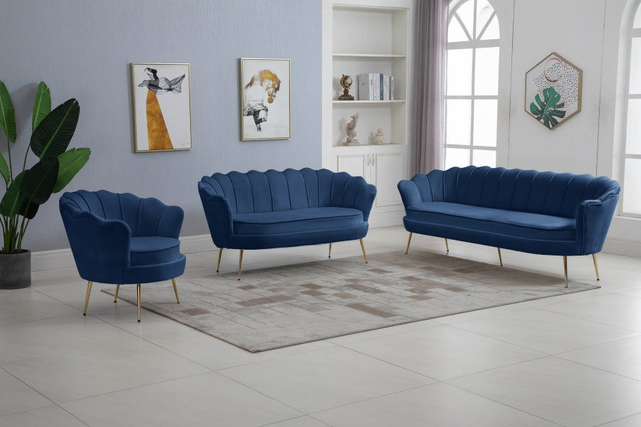 Gardenia Blue Velvet Chair from Meridian - Luna Furniture