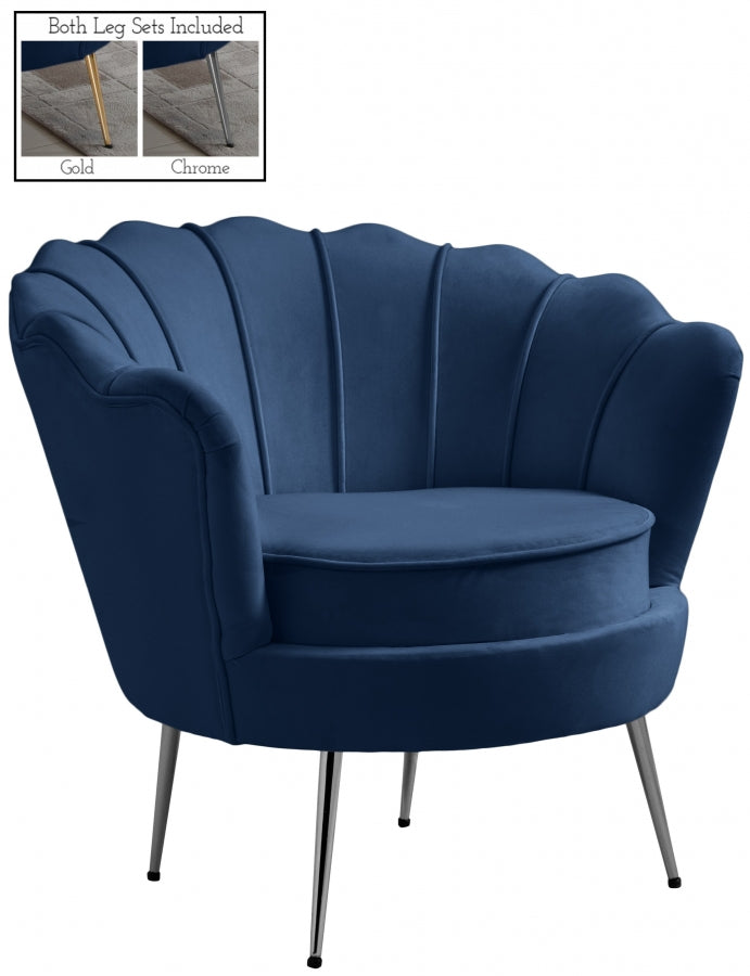 Gardenia Blue Velvet Chair from Meridian - Luna Furniture