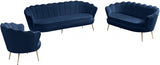 Gardenia Blue Velvet Chair from Meridian - Luna Furniture