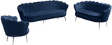 Gardenia Blue Velvet Chair from Meridian - Luna Furniture