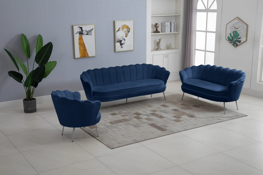 Gardenia Blue Velvet Chair from Meridian - Luna Furniture