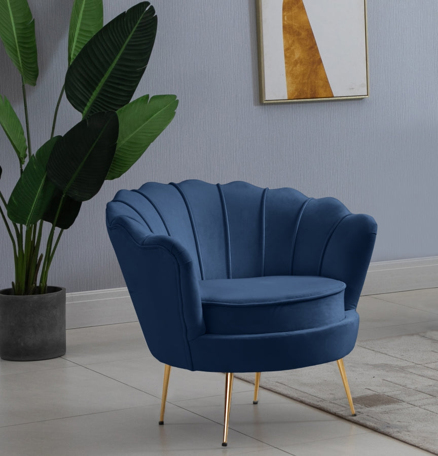 Gardenia Blue Velvet Chair from Meridian - Luna Furniture