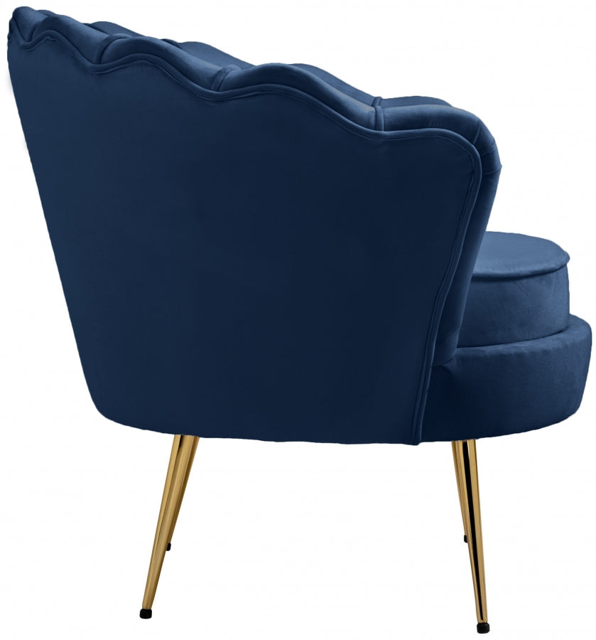 Gardenia Blue Velvet Chair from Meridian - Luna Furniture