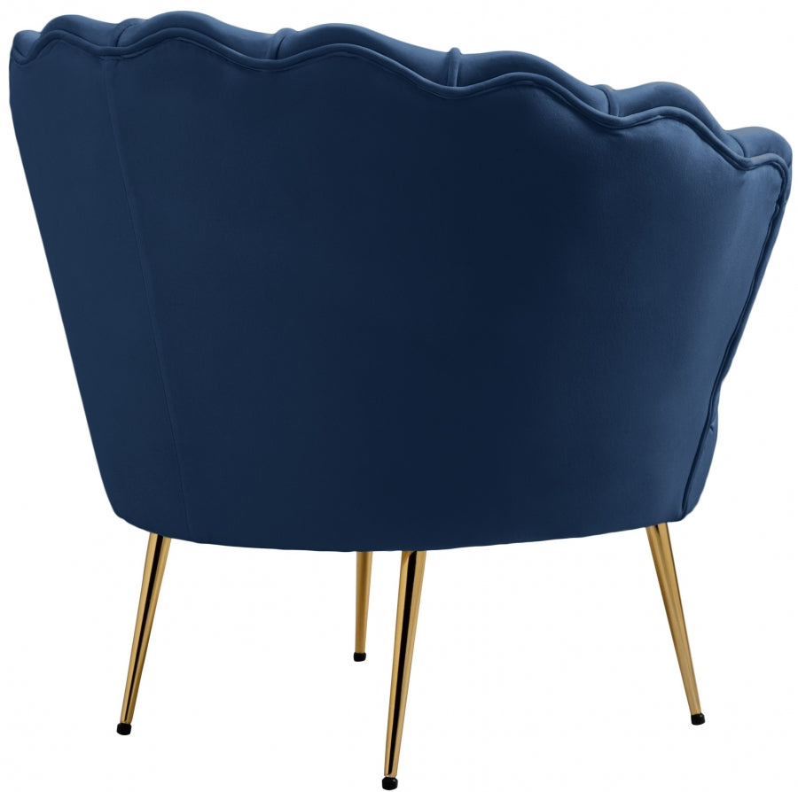 Gardenia Blue Velvet Chair from Meridian - Luna Furniture