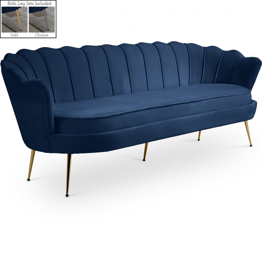 Gardenia Blue Velvet Sofa from Meridian - Luna Furniture