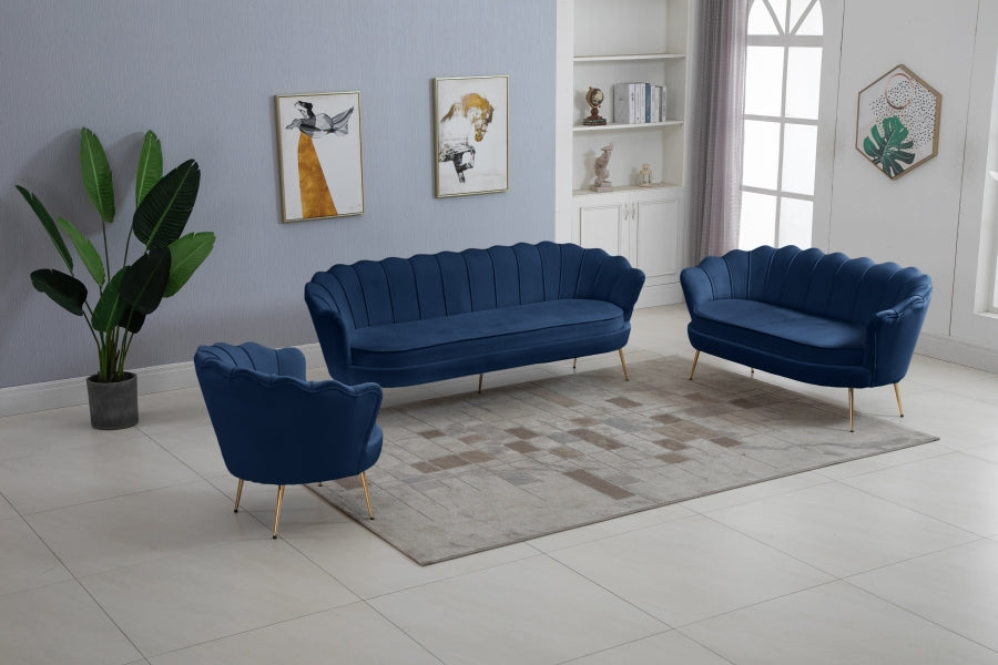 Gardenia Blue Velvet Sofa from Meridian - Luna Furniture